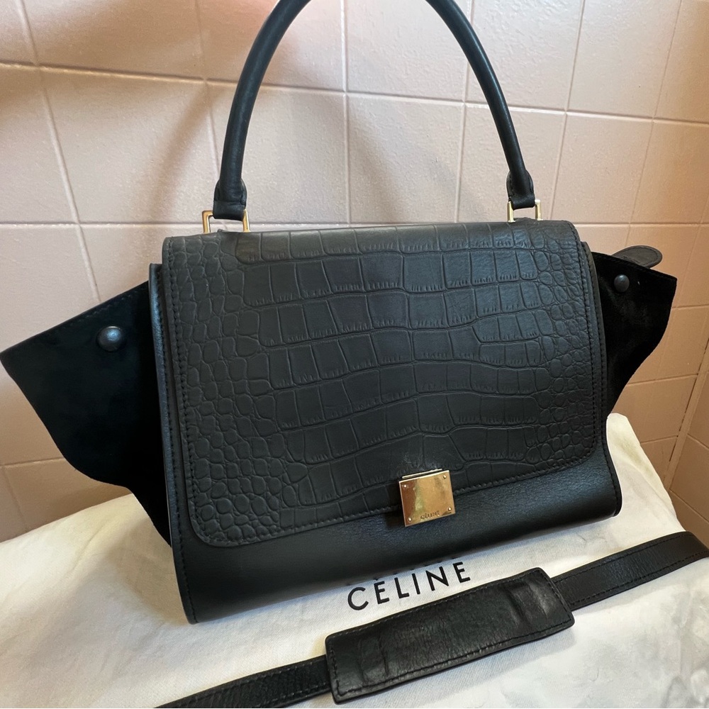 CELINE TRAPEZE CROC BAG